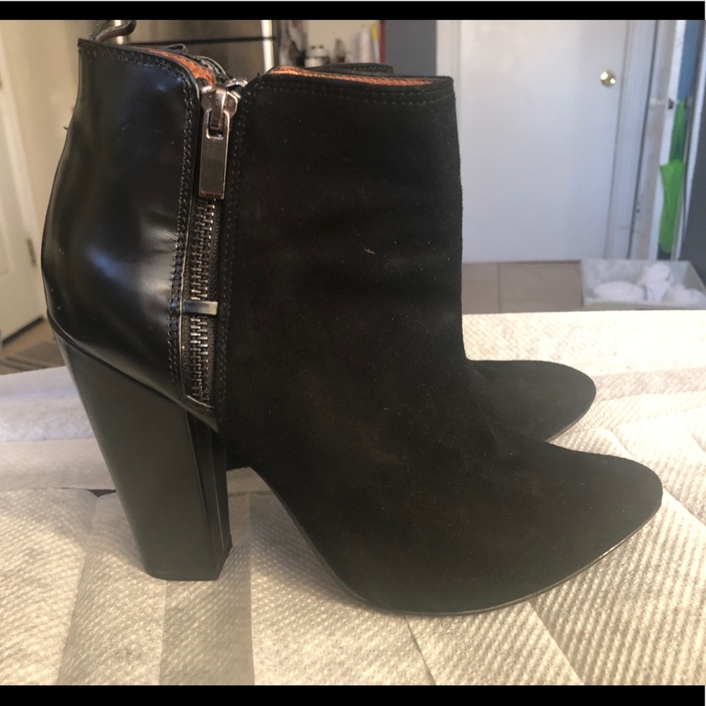 Black Leather Halogen Booties